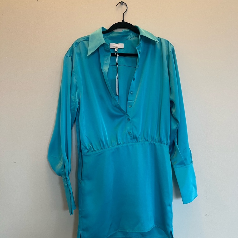 Aqua Blue Button-Up Dress